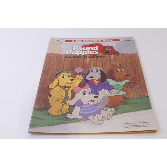 Pound Puppies, Uncolored Big Coloring Book, 1986, Tonka, Golden, Cute Animals, - Picture 1 of 4